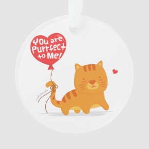 Cute Pun Love Humour Kitty Cat Cartoon Ornament