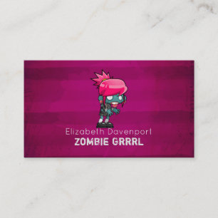Cute Punk Rock Zombie Grrrl Fun Novelty Business Card