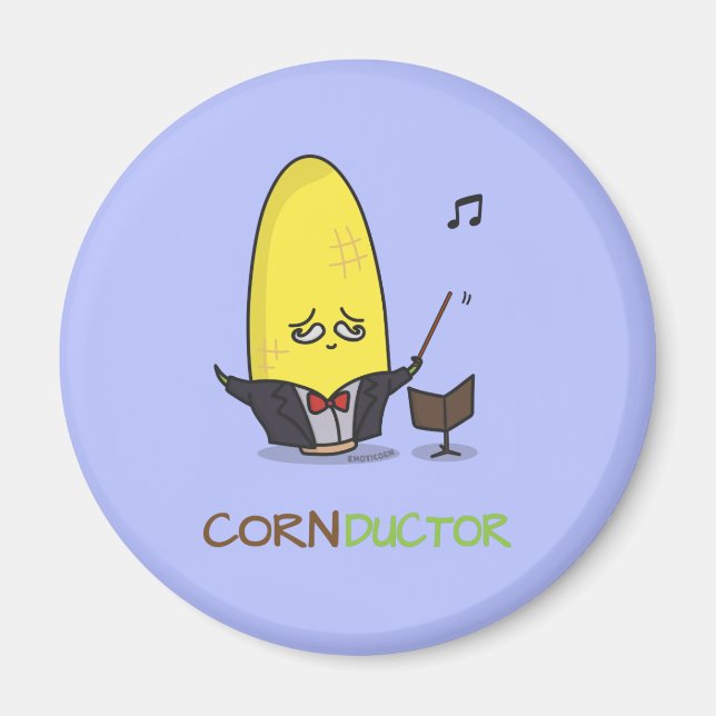 Cute Punny Cartoon Corn Conductor Magnet (Front)