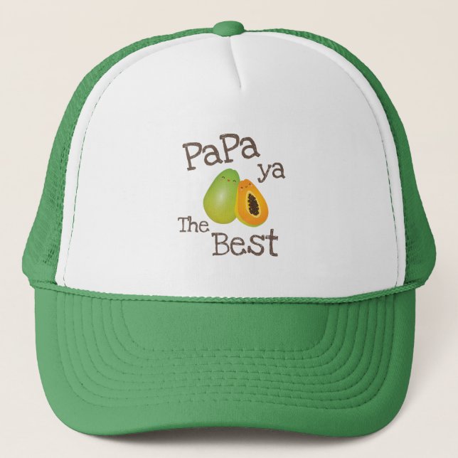 Cute Punny Papaya The Best Funny Fruit Pun For Dad Trucker Hat (Front)