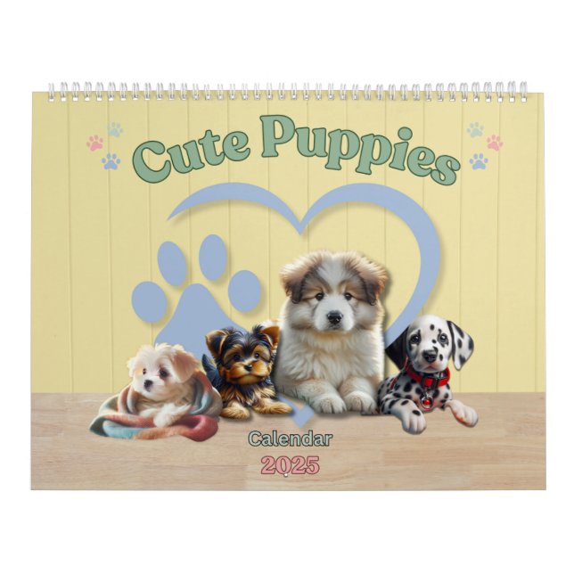 Cute Puppies 2025 Calendar (Cover)