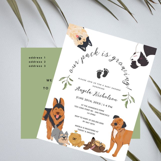 Cute Puppies Baby Shower Invitation Postcard (Creator Uploaded)