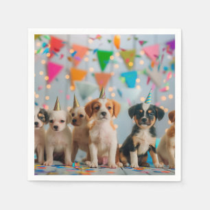 Cute Puppies Birthday Party Celebration Design Napkin