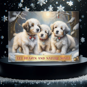 Cute Puppies Christmas Carol Christian Photo Holiday Card