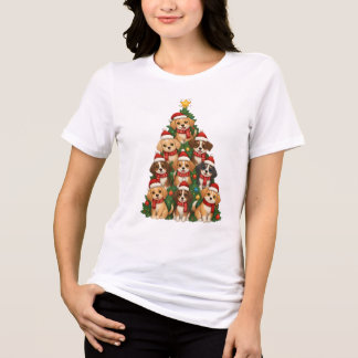Cute Puppies Christmas Tree Dog Mom Gift Tri-Blend Shirt