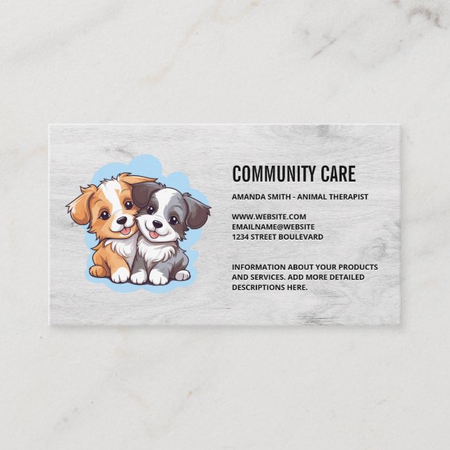Cute Puppies Cuddling Business Card (Front)