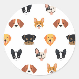 Cute Puppies Dog Birthday Classic Round Sticker