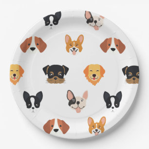Cute Puppies Dog Birthday Paper Plate