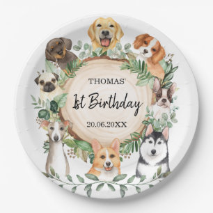 Cute Puppies Dogs Pooch Pet Birthday Party Paper Plate
