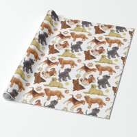 Cute puppies dogs with bones and paws pattern