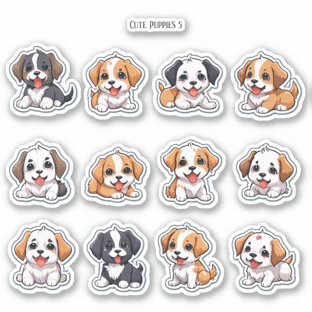 Cute Puppies Scrapbook Stationery Stickers (Front)