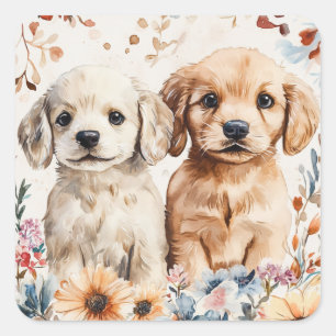 Cute Puppies Square Sticker