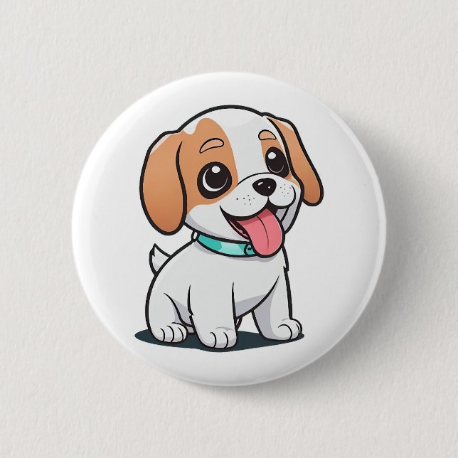 Cute Puppy 6 Cm Round Badge (Front)