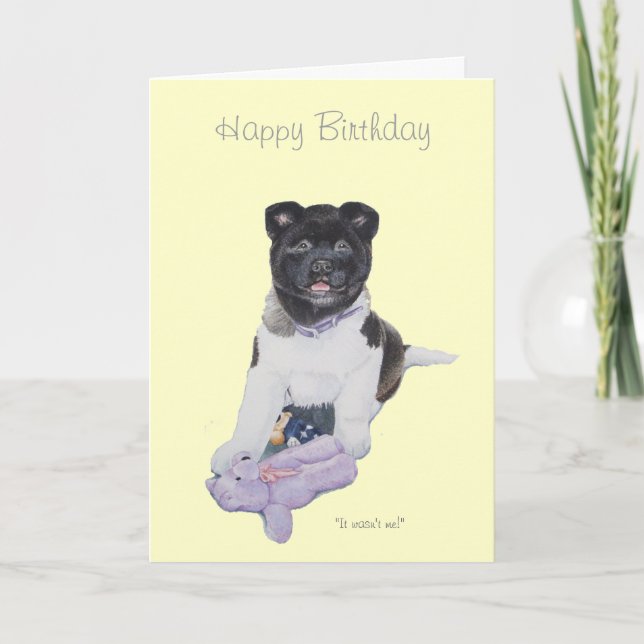 Cute puppy akita and teddy realist art card (Front)