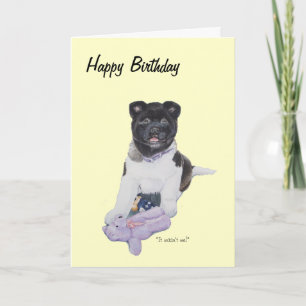 Cute puppy akita and teddy realist dog art card