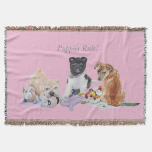 cute puppy akita shar pei teddy mixed breed dog throw blanket