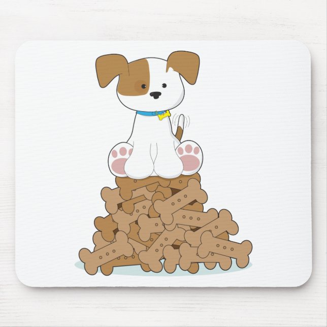 Cute Puppy and Bones Mouse Pad (Front)