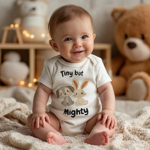Cute Puppy and Bunny Woodland Baby Illustration Bodysuit
