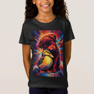 Cute Puppy and Duckling Hug Pop Art  T-Shirt