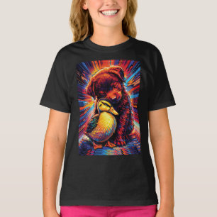 Cute Puppy and Duckling Hug Pop Art T-Shirt