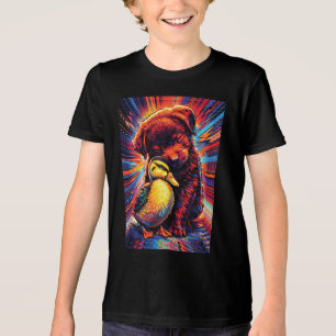 Cute Puppy and Duckling Hug Pop Art Tri-Blend Shirt
