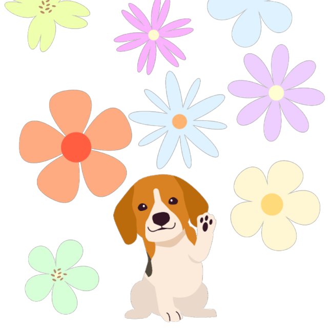 Cute Puppy and Flowers Cushion (Creator Uploaded)