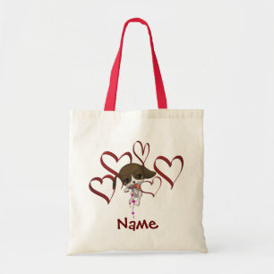 Cute Puppy And Hearts Personalised Tote Bag