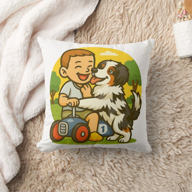 Cute Puppy and Kid Playtime Cushion (Blanket)