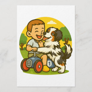 Cute Puppy and Kid Playtime Invitation