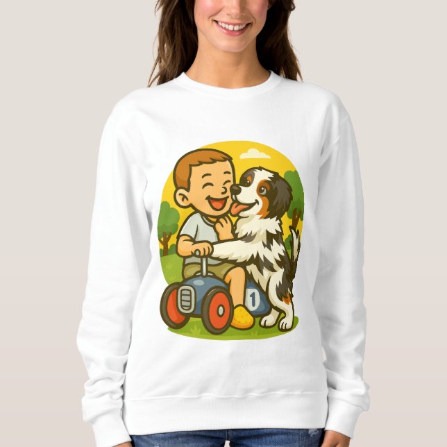 Cute Puppy and Kid Playtime Sweatshirt (Front)