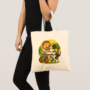 Cute Puppy and Kid Playtime Tote Bag