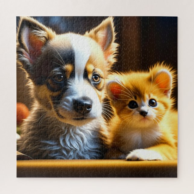 Cute Puppy and Kitten  Jigsaw Puzzle (Vertical)
