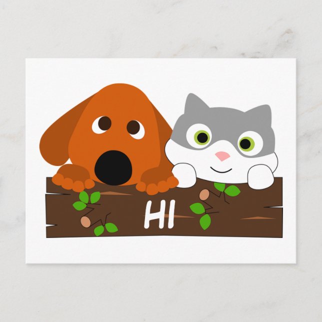 Cute Puppy and Kitten Postcard (Front)