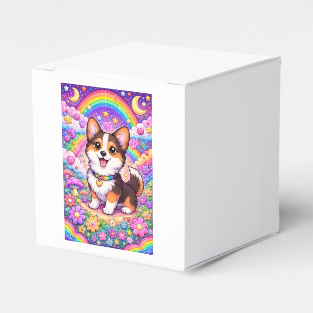 Cute Puppy and Lovely Rainbow Favour Box (Front Side)