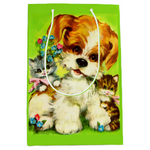 cute puppy and smiling kittens medium gift bag