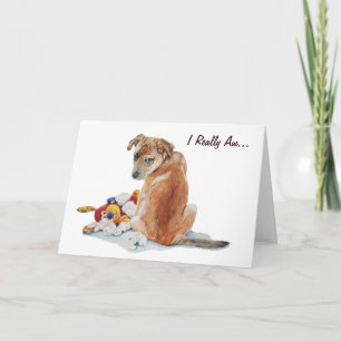 Cute puppy and teddy realist dog art sorry card