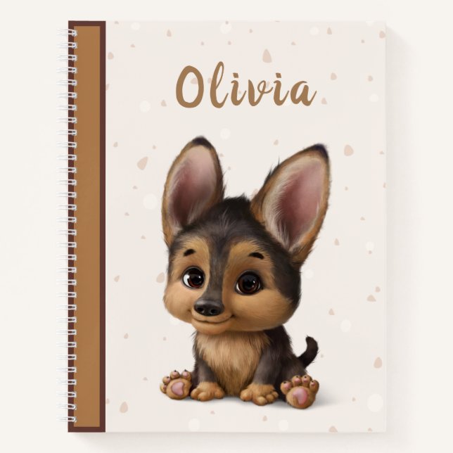 Cute Puppy Animal Dog Name Hand Drawn Notebook (Front)