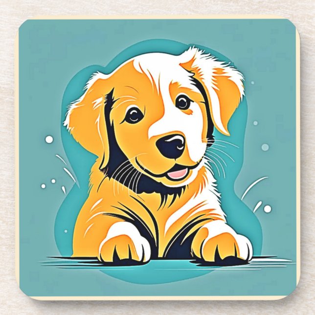 Cute Puppy Art Design Coaster (Front)