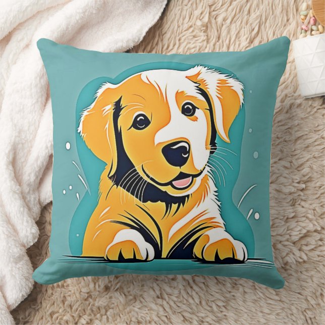 Cute Puppy Art Design Cushion (Blanket)
