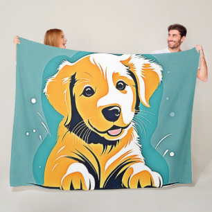 Cute Puppy Art Design Fleece Blanket