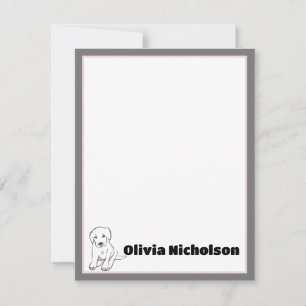 Cute Puppy Art Personalised Stationery Note Cards