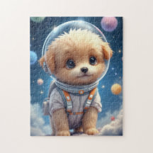 Cute Puppy Astronaut in Space Jigsaw Puzzle