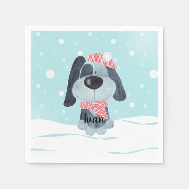 Cute puppy, baby napkin (Front)