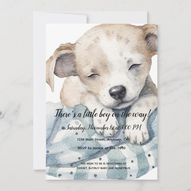 Cute Puppy Baby Shower Invitation (Front)
