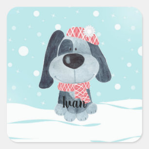 Cute puppy, baby square sticker