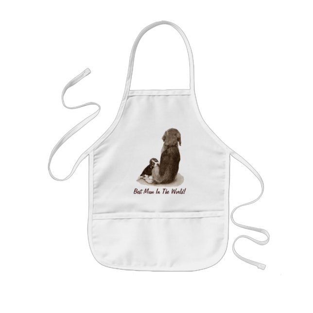 Cute puppy beagle cuddling mum dog kids apron (Front)