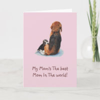 Cute puppy beagle cuddling with verse for mum