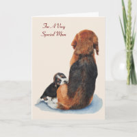 cute puppy beagle with mum dog art original verse