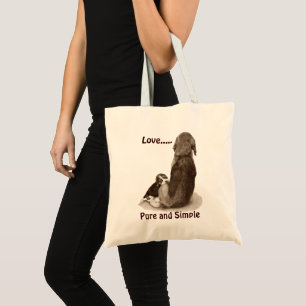 Cute puppy beagle with mum dog original art tote bag