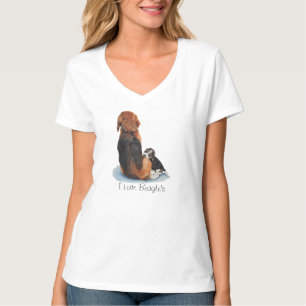 Cute puppy beagle with mum dog realist art T-Shirt